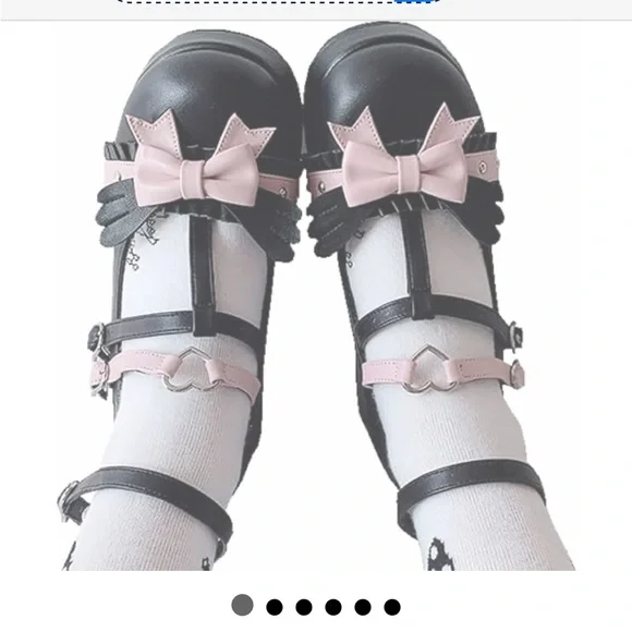 Mary Jane Black and Pink Women's gothic shoes - Picture 3 of 6